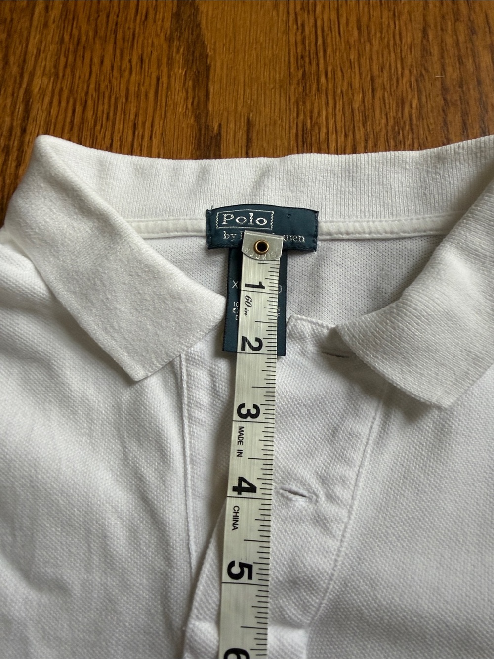 EUC POLO RALPH LAUREN White Boys Polo with Navy logo golf shirt short sleeve - Picture 6 of 7